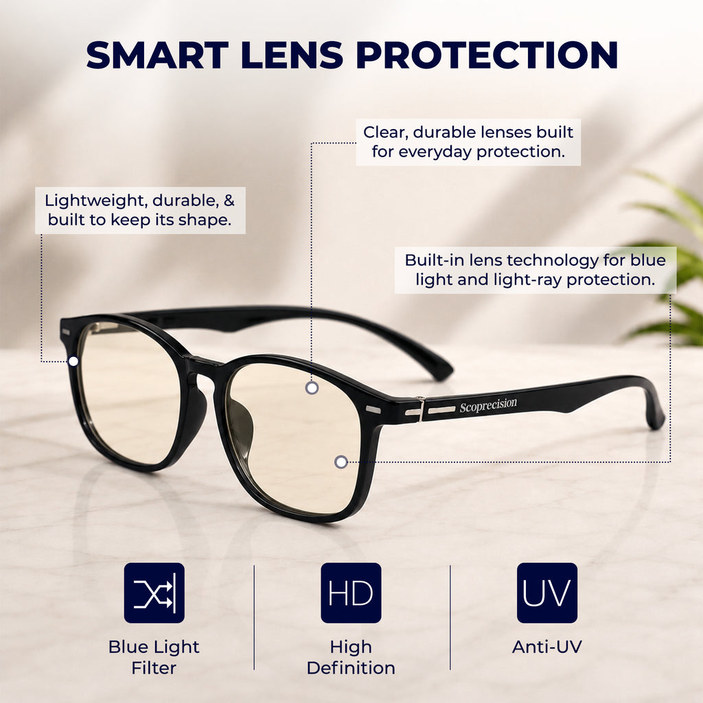 Smart Blue Light Protective Glasses Black